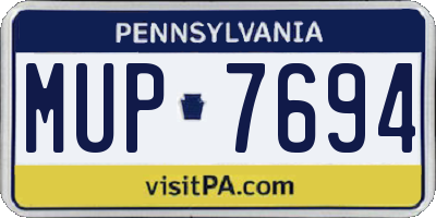 PA license plate MUP7694