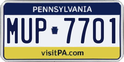 PA license plate MUP7701