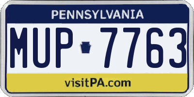 PA license plate MUP7763
