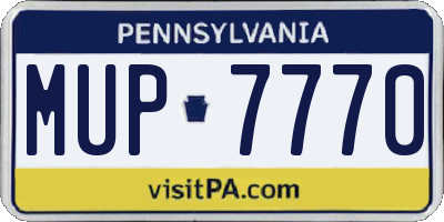 PA license plate MUP7770