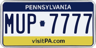 PA license plate MUP7777