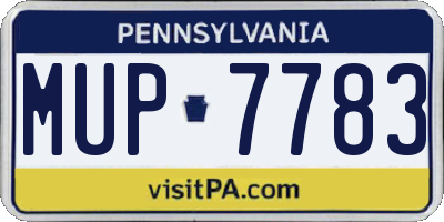 PA license plate MUP7783