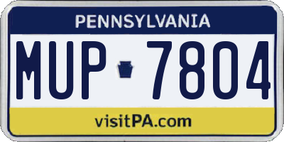 PA license plate MUP7804