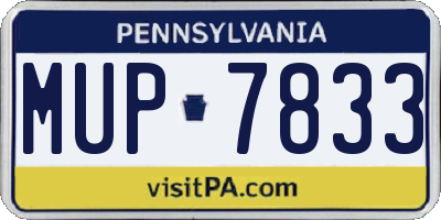 PA license plate MUP7833