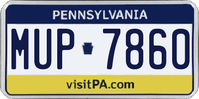 PA license plate MUP7860
