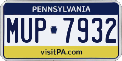 PA license plate MUP7932