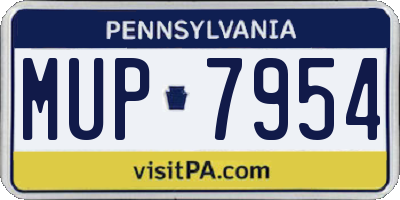 PA license plate MUP7954