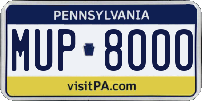 PA license plate MUP8000