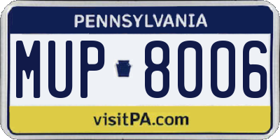 PA license plate MUP8006