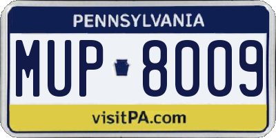 PA license plate MUP8009