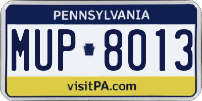 PA license plate MUP8013