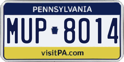 PA license plate MUP8014