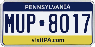 PA license plate MUP8017