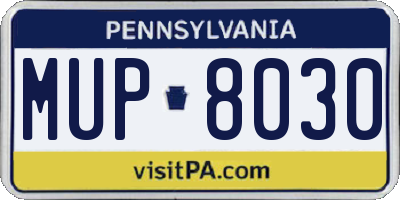 PA license plate MUP8030