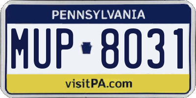 PA license plate MUP8031