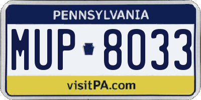PA license plate MUP8033