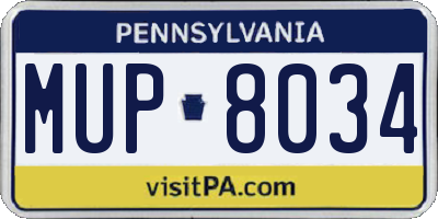 PA license plate MUP8034