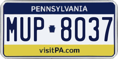 PA license plate MUP8037