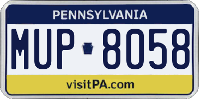 PA license plate MUP8058
