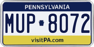 PA license plate MUP8072