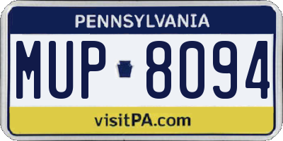 PA license plate MUP8094