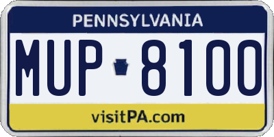 PA license plate MUP8100