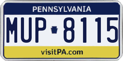 PA license plate MUP8115