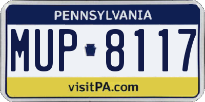 PA license plate MUP8117