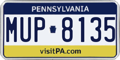 PA license plate MUP8135