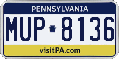 PA license plate MUP8136
