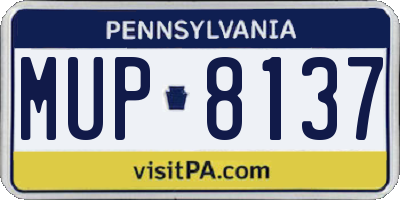 PA license plate MUP8137