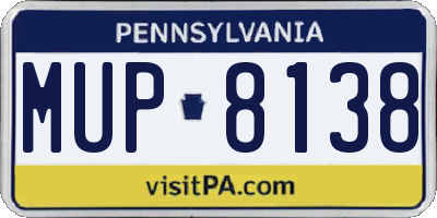 PA license plate MUP8138