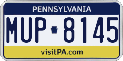 PA license plate MUP8145