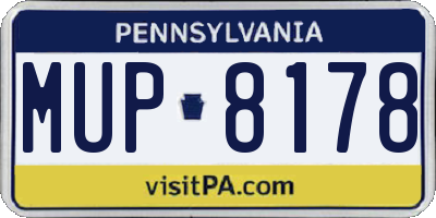 PA license plate MUP8178