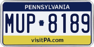 PA license plate MUP8189