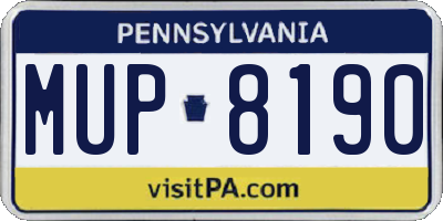 PA license plate MUP8190