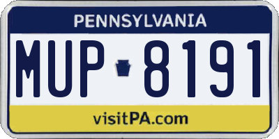 PA license plate MUP8191