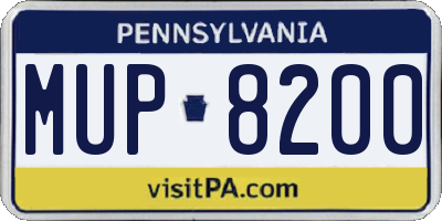 PA license plate MUP8200