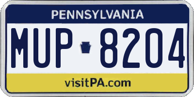 PA license plate MUP8204