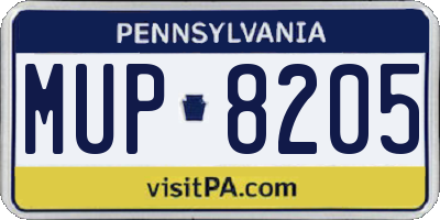PA license plate MUP8205