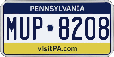 PA license plate MUP8208