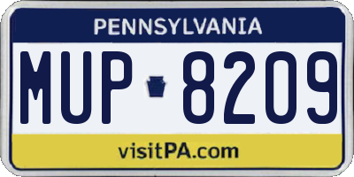 PA license plate MUP8209