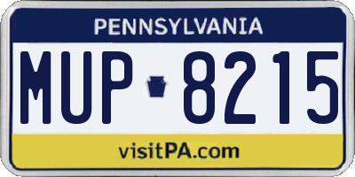 PA license plate MUP8215
