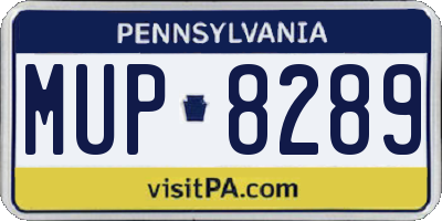 PA license plate MUP8289