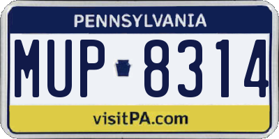 PA license plate MUP8314