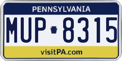 PA license plate MUP8315