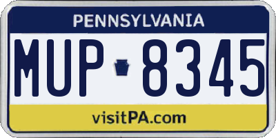 PA license plate MUP8345