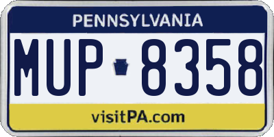 PA license plate MUP8358