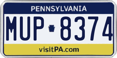 PA license plate MUP8374