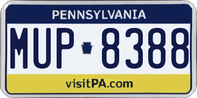 PA license plate MUP8388